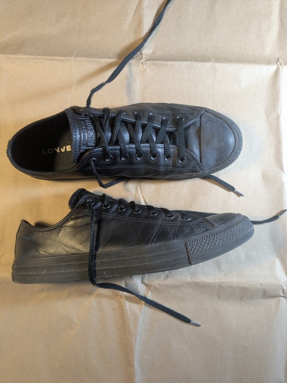 Converse Chuck Taylor All Star Low Black Mono Men's 11.5 Leather - Picture 3 of 16